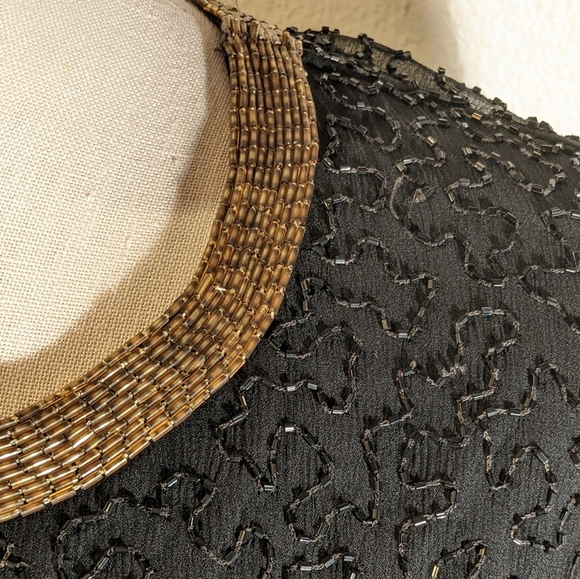 Vintage Night Vogue silk and beaded long sleeve top - Picture 7 of 9